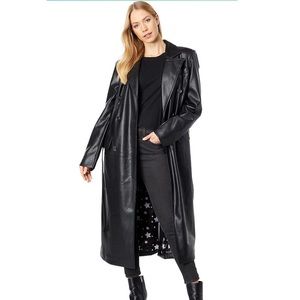 Avec Les Filles Belted Faux Leather Trench Coat